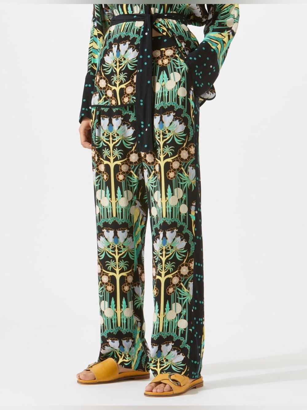 Jigsaw Floral trousers vibrant trippy statement eclectic retro artsy festival 90